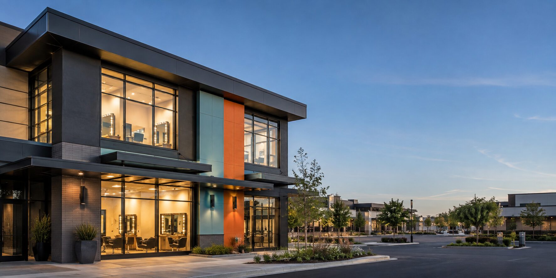 Contemporary salon suite location exterior