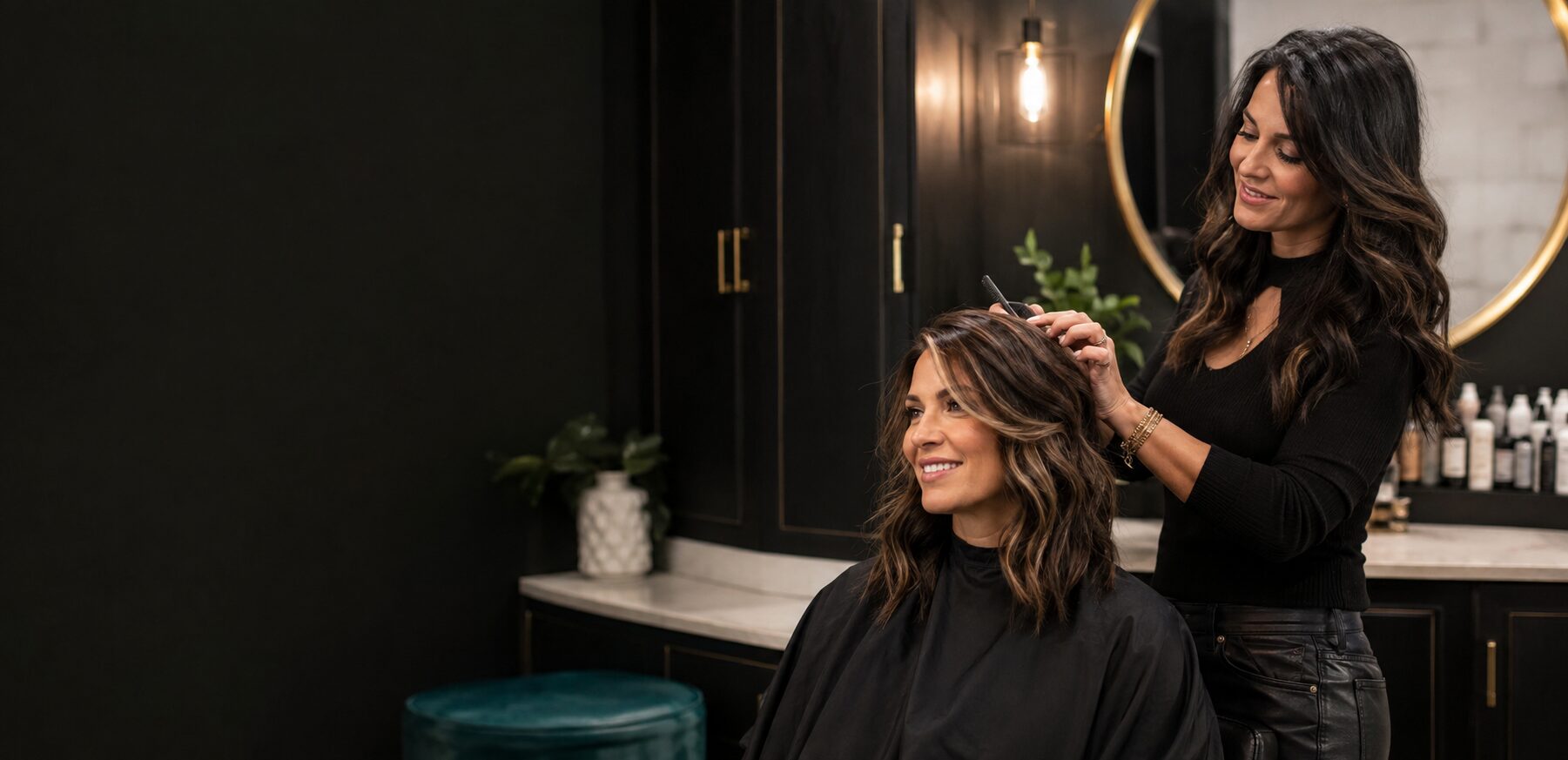 Uptown salon suite lounge with a city view